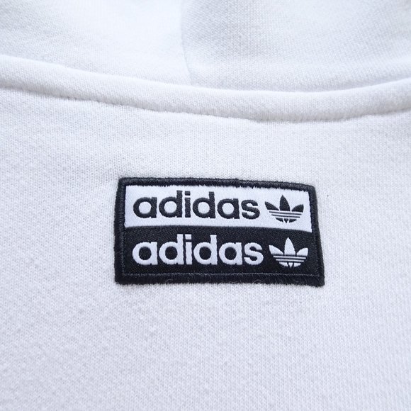 Adidas Pullover White Crop Sweatshirt Large Oversize with split sleeve. - Picture 8 of 11